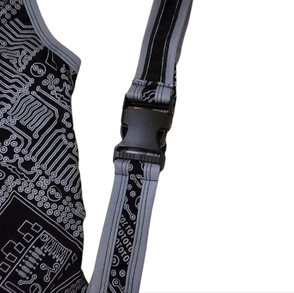 Awesome Reflective Circuit Rave Dance Wear Bodysuit With Leg Straps & Belt - Picture 8 of 14